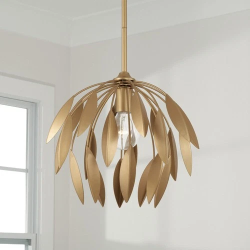 Capital Lighting Margeaux 100W 1-Light Buffed Gold Botanical Semi-Flush Pendant - Picture 4 of 7