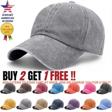 Men's Cotton Baseball Cap Polo Style Solid Adjustable Dad Hat Washed Ball Cap