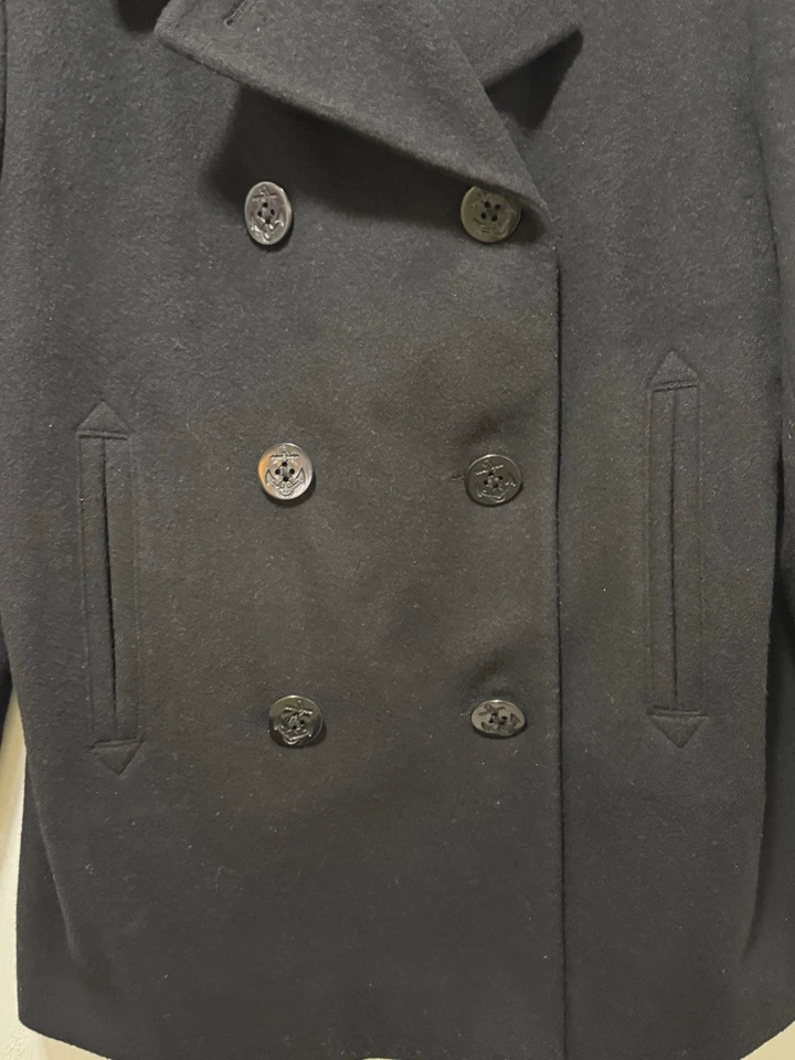 Vintage JNY Jones New York 100% Pure Wool Double Breasted Pea Coat Women’s Sz L - Image 4 of 4