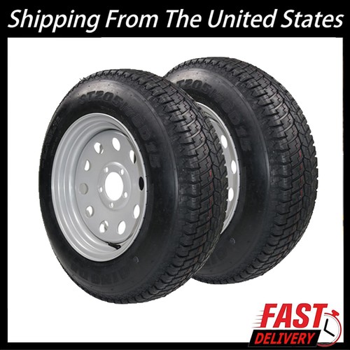 2 PCS ST205/75D15 Trailer Tires & Wheels W/15" Rims 5 Lug on 4.5" Load Range C