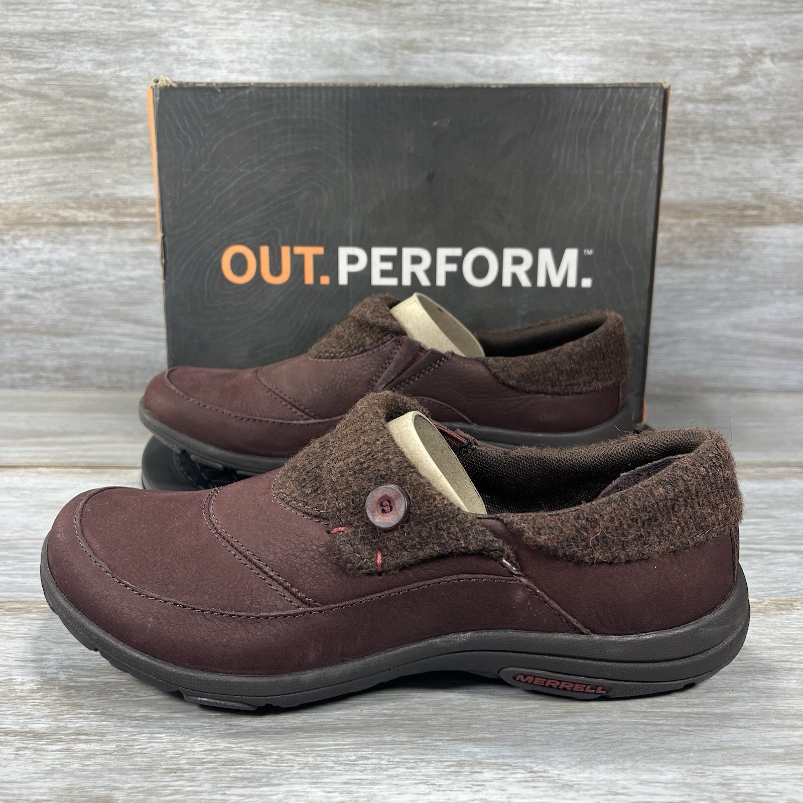 Mocassini donna Merrell DASSIE F mocassini zoccoli pelle marrone bordeaux taglia 7 M