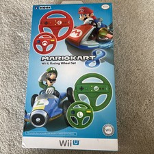 Nintendo Wii U Mario Kart 8 Wheel Set Mario Red  Luigi Green Hori - New Wii