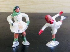 Antique  Barclay MANOIL White Ice Skaters Lead Figurines  1930-40's 