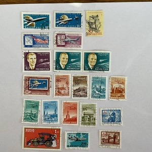 21 Hungary stamps~1958-1977~airmail~postage due~space~aviation~Glenn~Gagarin