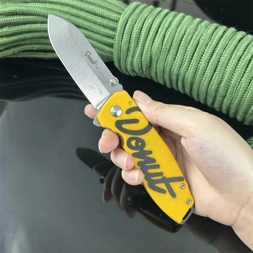 Cuchillo Plegable SQUID D2 Amarillo Mango G10 para Camping y Cocina Foto 3 de 4