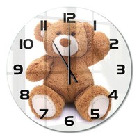 Zeitlose Runde Wanduhr Aus GehäRtetem Glas TeddybäR Schwarze Zeiger Fi60 Cm