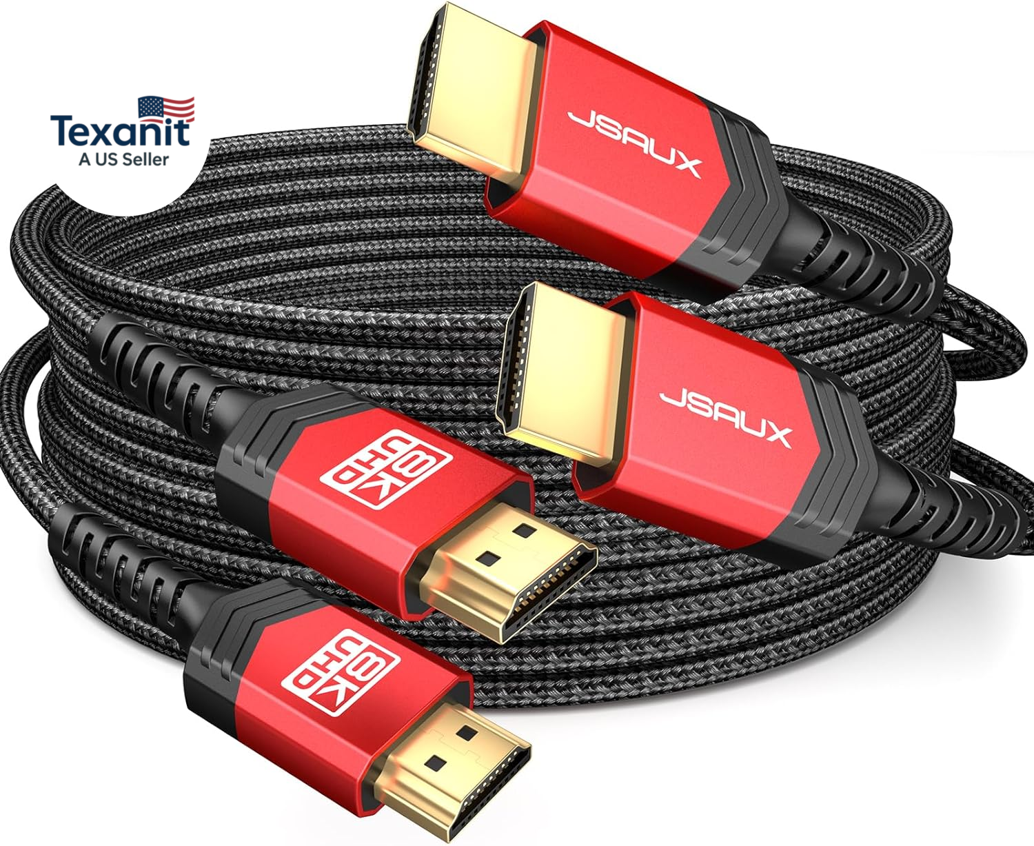 8K HDMI Cables 2.1 10FT 2-Pack 48Gbps Ultra High Speed Cords(8K@60Hz 7680X4320,