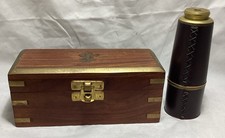 Solid Brass 8 Handheld Telescope Vintage Pirate Spyglass with Wooden Box Decor