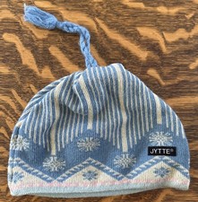 JYTTE Wool Beanie Hat Made in USA Snowflake Pink White Blue Tassel Boho Ski -EXC