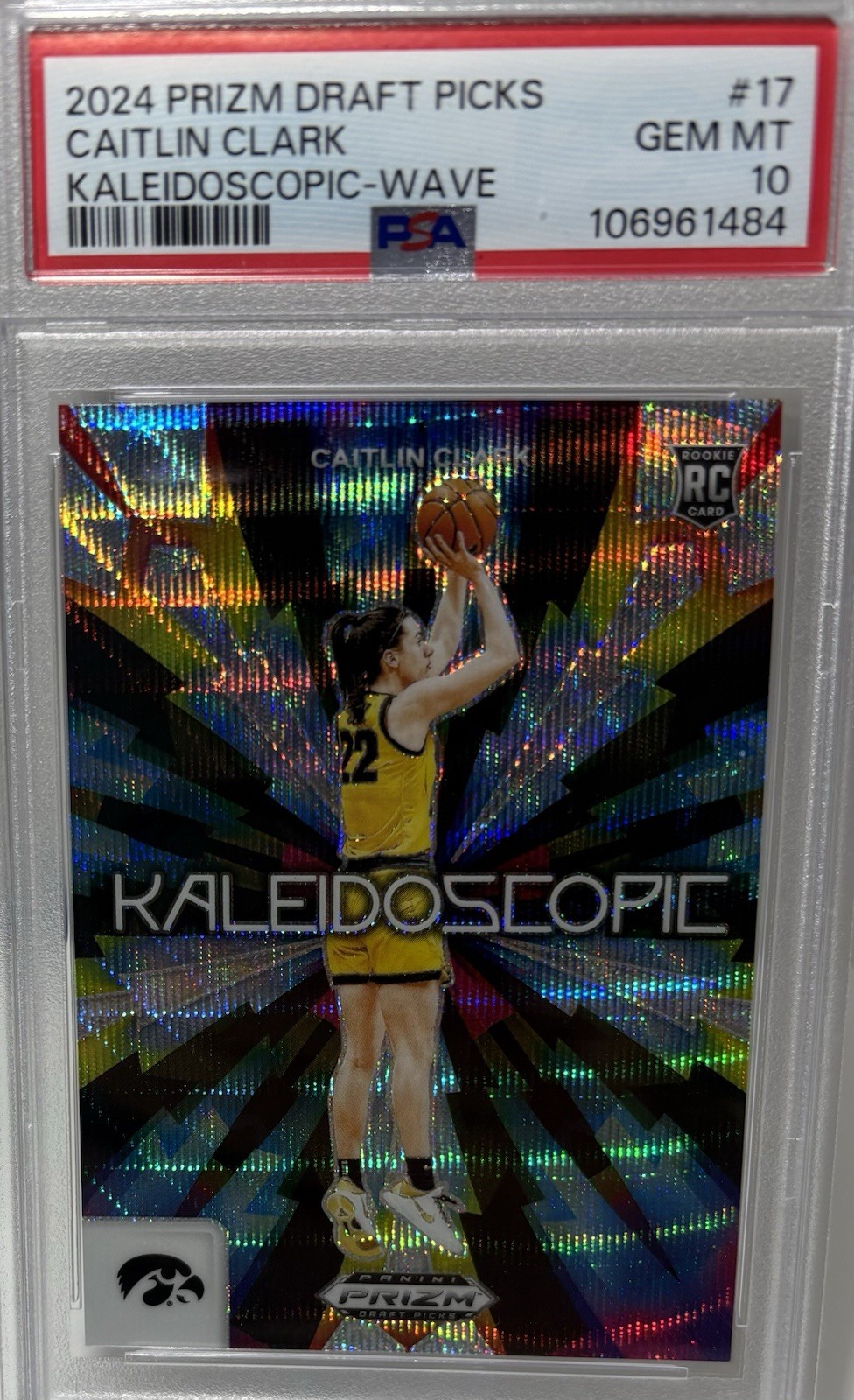 2024 Panini Prizm Draft Picks Kaleidoscopic Caitlin Clark #17 Wave Prizm /99 (RC