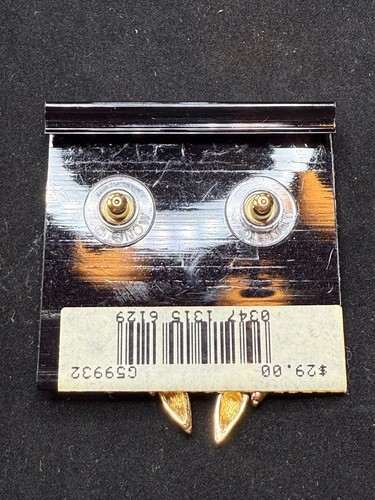 Vintage Monet 14K Gold Post Dangle Drop Pierced Earrings NEW - Picture 2 of 3