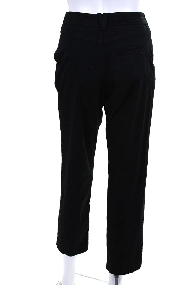 Pantalones para mujer Leifsdottir con cierre de botones plisados delanteros de pierna recta negros talla 0 Foto 3 de 4