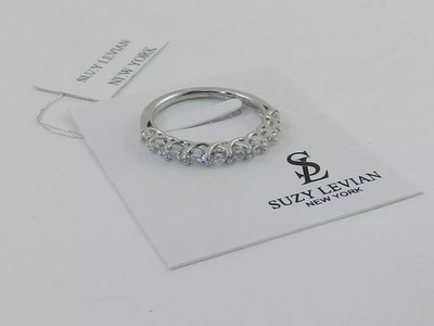 Suzy Levian Sterling Silver White Cubic Zirconia Half Band, 8