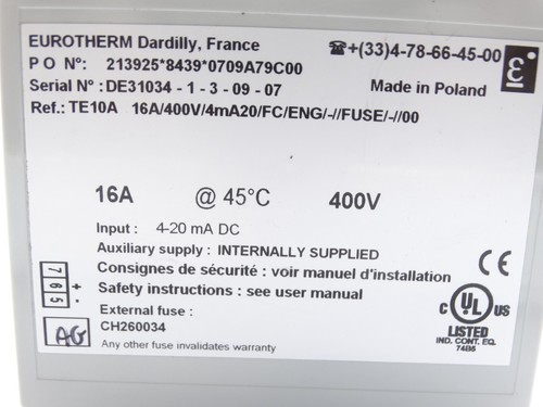 ALIMENTATORE INVENSYS TE10A 16A/400V/4MA20/FC/ENG/-//FUSE/-//00 - Foto 3 di 3