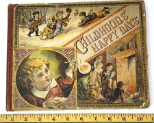 RARE Children's Book- Childhood's Happy Days- Silhouettes Helen Maria Hinds 1880