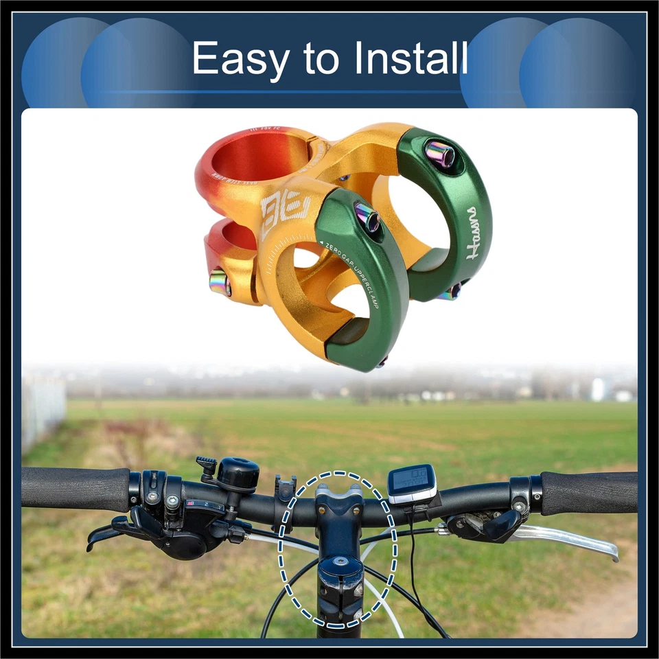 Guidão de haste de mountain bike 31,8 mm haste 40 mm elevação de 0 graus vermelho laranja verde novo - Imagem 2 de 4