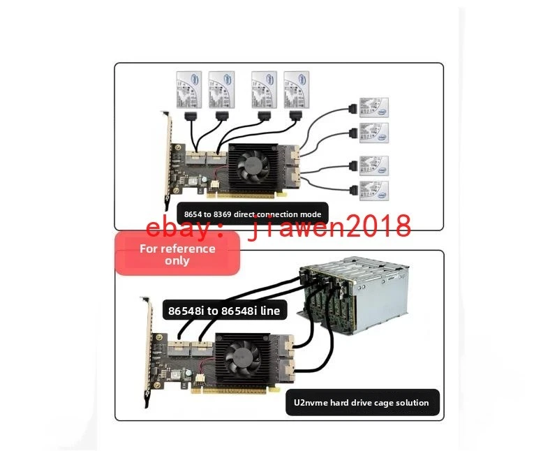 PCIe 4.0 x16 to Four SlimSAS SFF-8654 8i Switch Adapter support 8*NVMe PEX88048 - Image 4 of 4