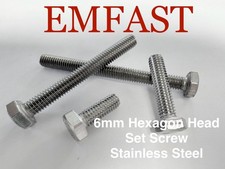Image of Full Range m6 Hexagon Head Set Screw Fully Threaded Stainless Steel 6mm Screws