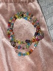 Nwot Rainbow 2mm Round Crystal Beads Dainty 3 Strands Stretch 7” Bracelet