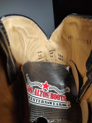 Los Altos Herren Schwarz Echt Aal Western Cowboystiefel J-TOE 990805 Gr. 12 EE Clean - Bild 7 von 7