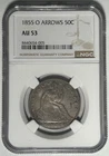 1855 O Seated Liberty Half Dollar Coin Toned NGC AU 53