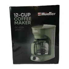 12-Cup Drip Green Coffee Maker, Borosilicate Carafe, Auto-Off, Reusable Filte...