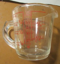 Vintage Pyrex Glass 8oz Measuring Cup 508 A-5 Red Lettering D Handle 1 Cup USA