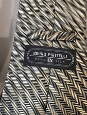 Men's Necktie Tie VTG Bruno Piattelli 100 Silk Made In USA Geometric Gold Black