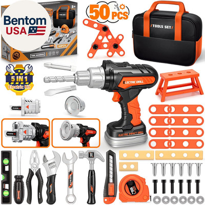 50PCS Kids Tool Set for Boys Ages 3 4 5 6 Years Old - Pretend Play Construction 