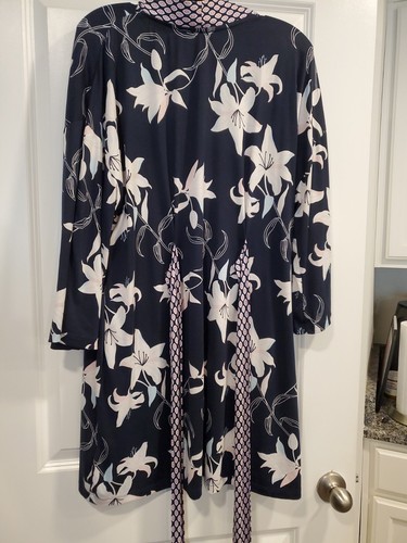 Jones New York XL Floral Blue Silky Robe - Picture 9 of 14