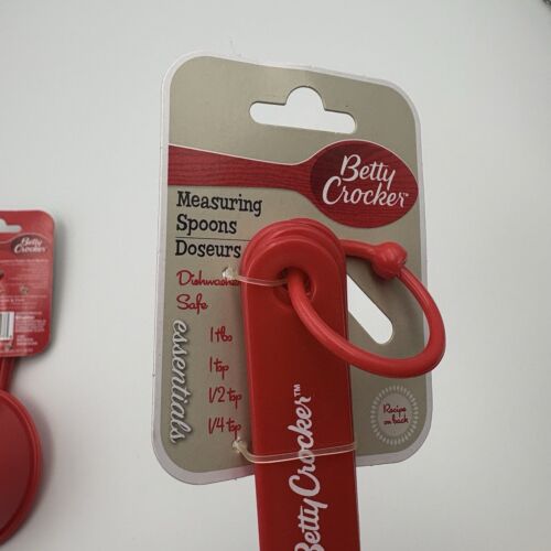 New Betty Crocker Nesting Measuring Cup & Measuring Spoon Set Red With Ring - Picture 4 of 4