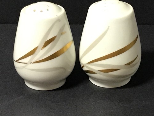 Rosenthal Continental Royal Gray and Gold Leaves Salt & Pepper Shakers