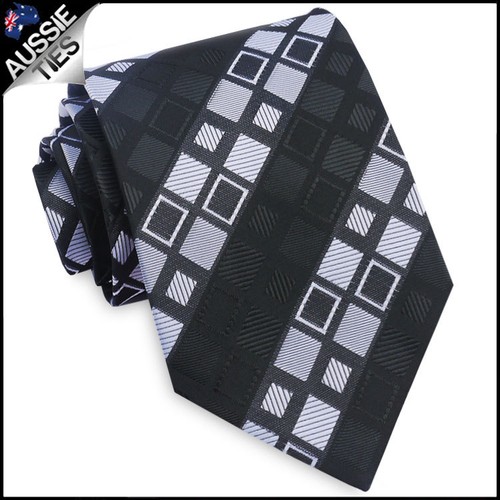 MENS BLACK TIE striped lines stripes white blue red paisley check CHOOSE DESIGN - Picture 6 of 17