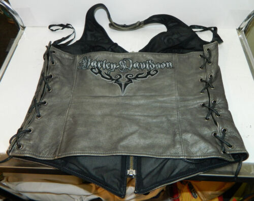 Harley Davidson Leather Halter Top Size Medium Good Condition - Picture 3 of 4
