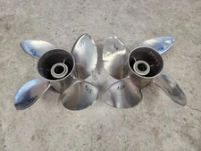 PAIR OF 4 BLADE 14 1/8" X 19P SOLAS RUBEX HR4 SS PROPS, NEEDS WORK, P9615 P9616