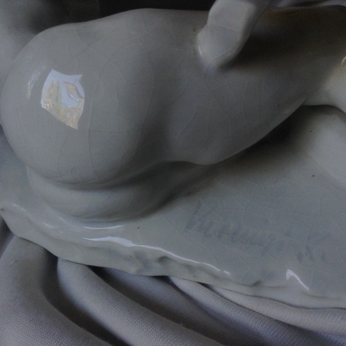 ANTIKER AKT DAME signiert weiß Porzellan modern Art Deco Mädchen Figur Ungarn - Bild 7 von 23