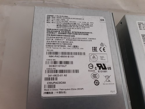 Pair of Cisco N9K-PAC-650W-B 650W 341-0623-01 Power Supply - Photo 3/5