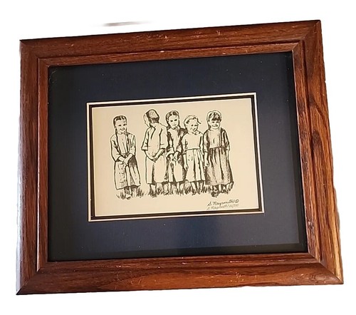 Amish gerahmter Kunstdruck Plain Folks Little Girls signiert S. Naysmith Nummer 16/500 - Bild 1 von 8
