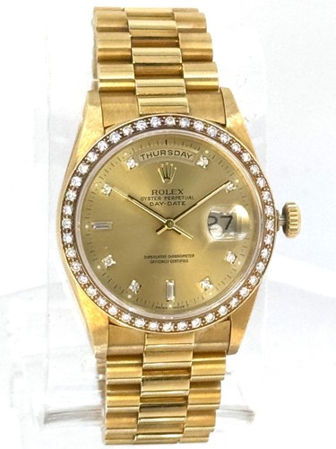 Rolex Day Date 18238  18K Yellow Gold diamond bezel & dial on President Bracelet - Picture 1 of 22