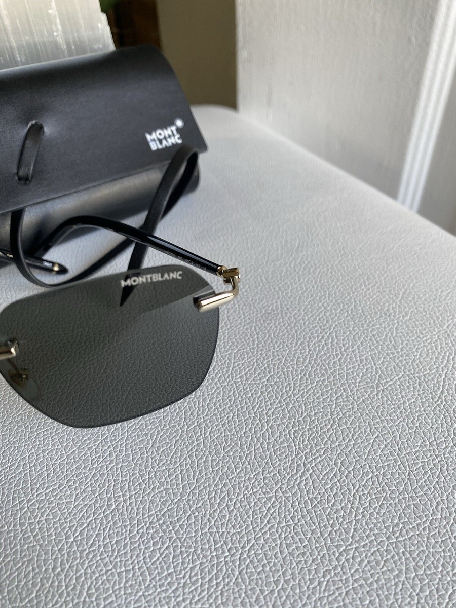 NEW Mont Blanc MB0344S-001 Gold Black Grey Sunglasses | eBay