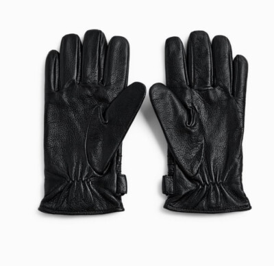 【今だけお買い得！】 Leather Gloves ZARA LINED BLACK LEATHER GLOVES Sz. Medium NWT Adjustable Strap | eBay