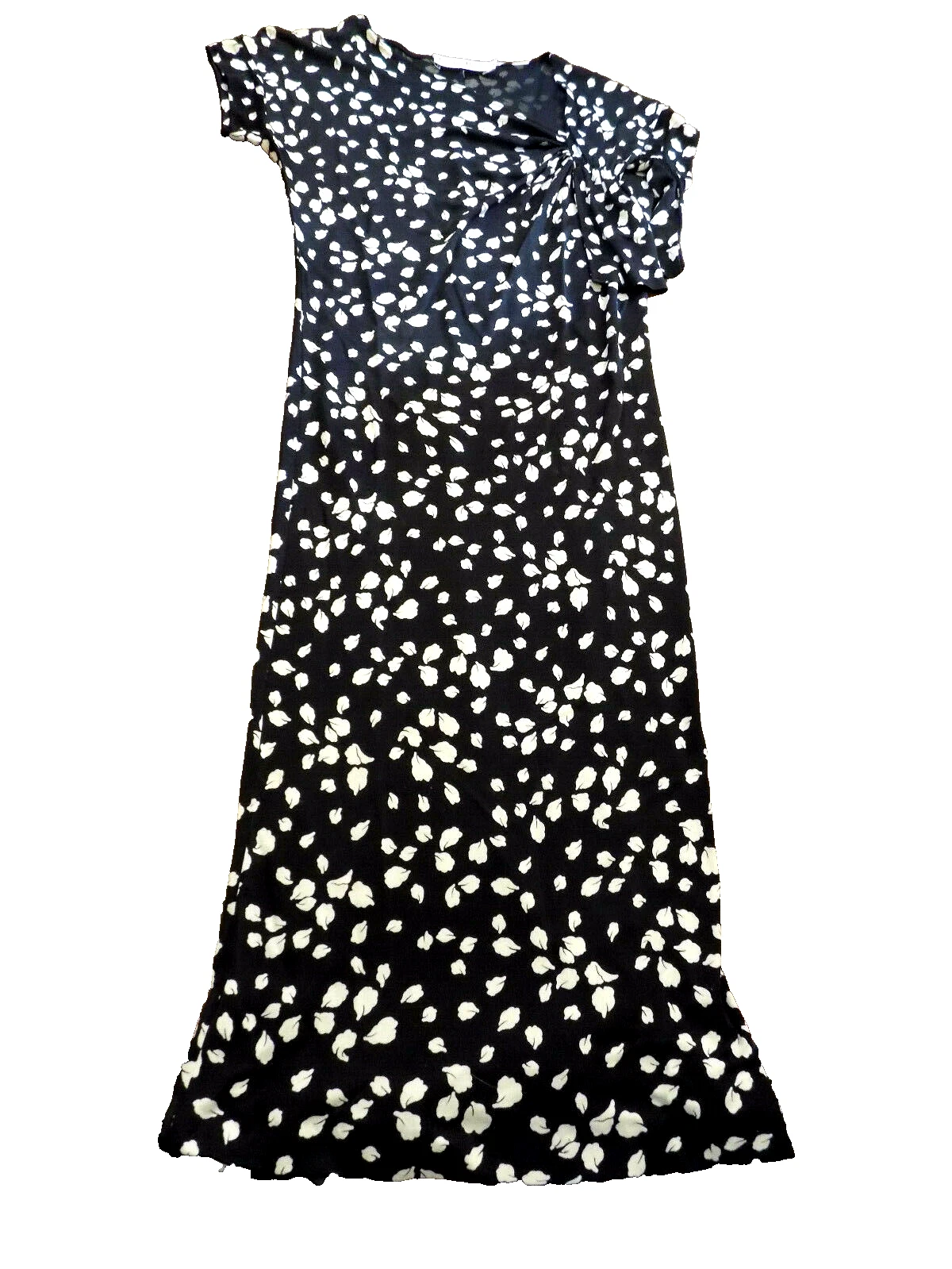 ROBE CHRISTIAN DIOR Paris taille 4 noire avec feuilles cravate ajustée slinky accent rassemblé