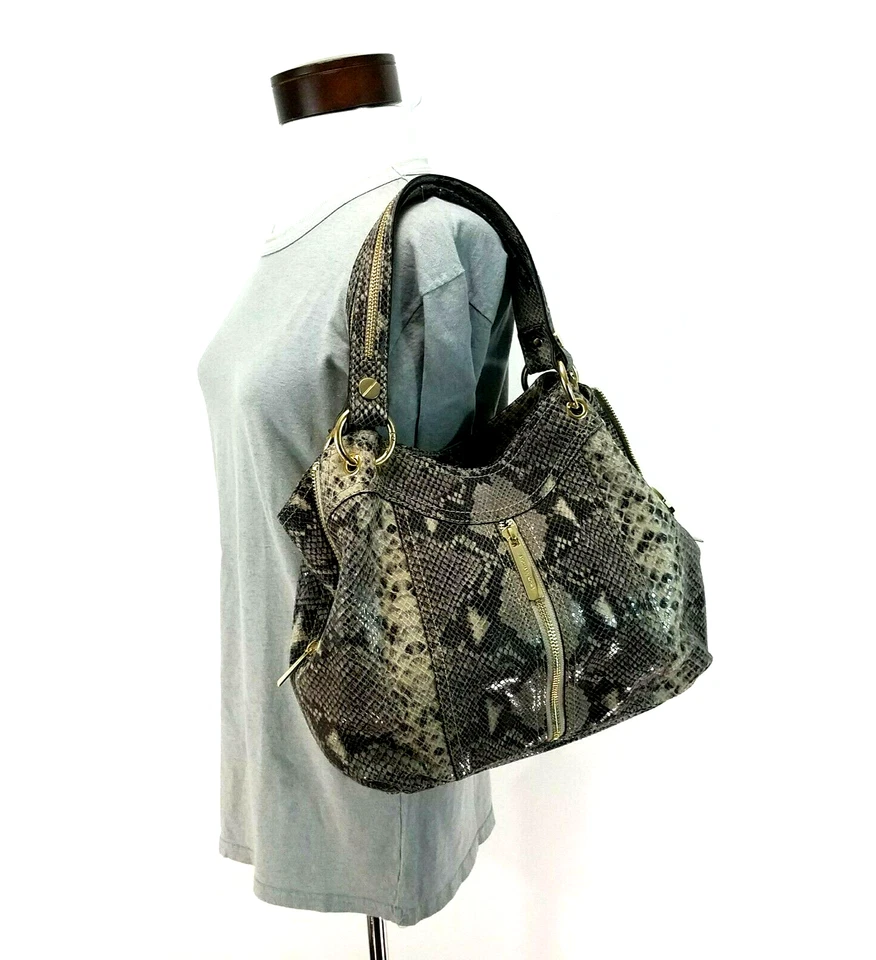 MICHAEL KORS Python Snake Print Satchel Shoulder Bag Handbag Zippers $395+ VEUC* - Image 3 of 4