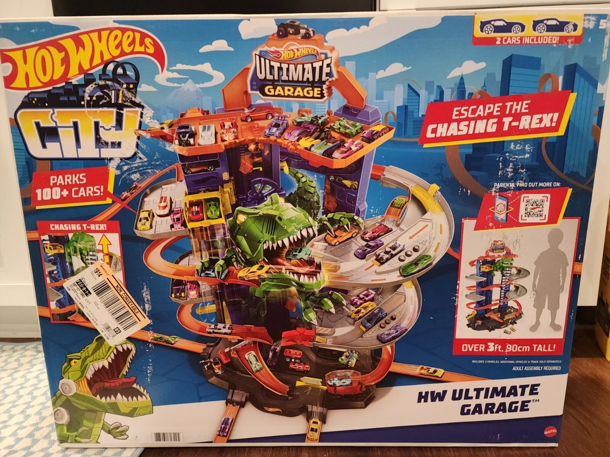 Hot Wheels City Robo T-Rex Kids Ultimate Garage Multi-Level Multi-Play Mode  Park