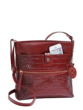 Kymberlee Genuine Leather Crossbody Bag, Red Multi-pocket Shoulder Purse-medium
