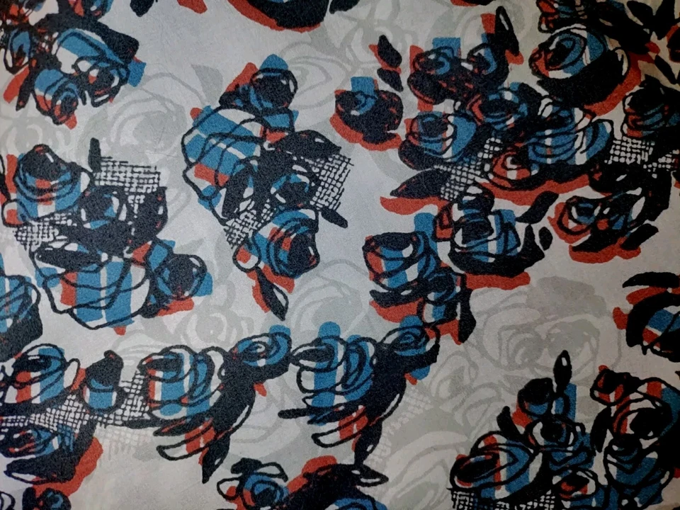 Camisa masculina manga curta Perry Ellis cinza azul vermelha estampa floral 3XL VINTAGE NOVA SEM ETIQUETAS RARA - Imagem 4 de 4