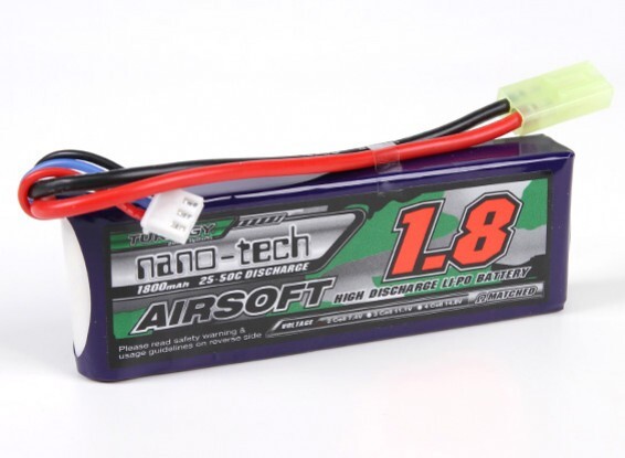 TURNIGY NANO-TECH 1800mAh 2S 7.4V 25C-50C LIPO BATTERY AIRSOFT