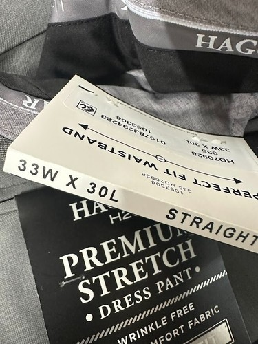 Haggar H26 Men's Premium Stretch Straight Fit Trousers - Dark Gray 33x30 - Picture 2 of 5