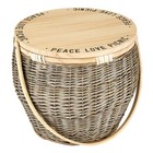 Wooden Picnic Basket Table with Long Handle 13 in x 11 in Peace. Love. Picnic.