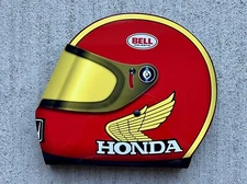 WOW!!!  Honda Motorcycle  racing  Race Car Helmet Style Sign